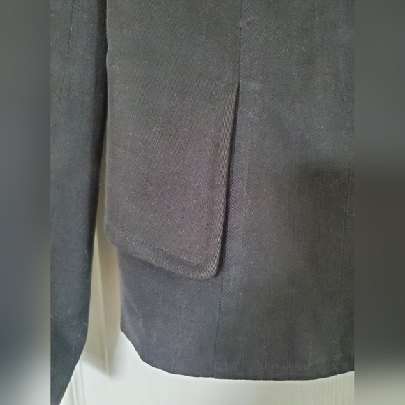 Philippe DUBUC Black Soft 100% Cotton Stylish w/ Pockets Mid-Length Blazer, Sz 8 - Picture 7 of 16